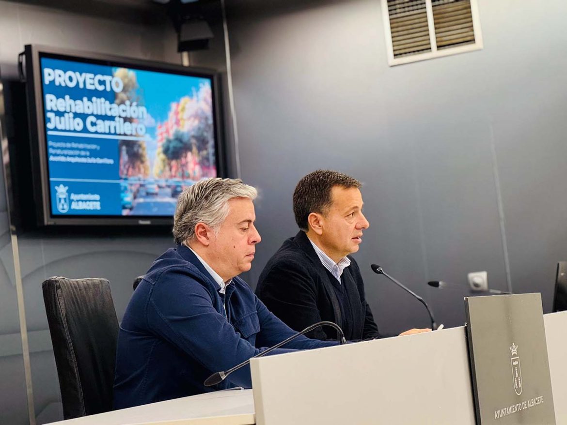 obras de la Avenida Julio Carrilero alcalde Manuel Serrano y concejal Julián Garijo