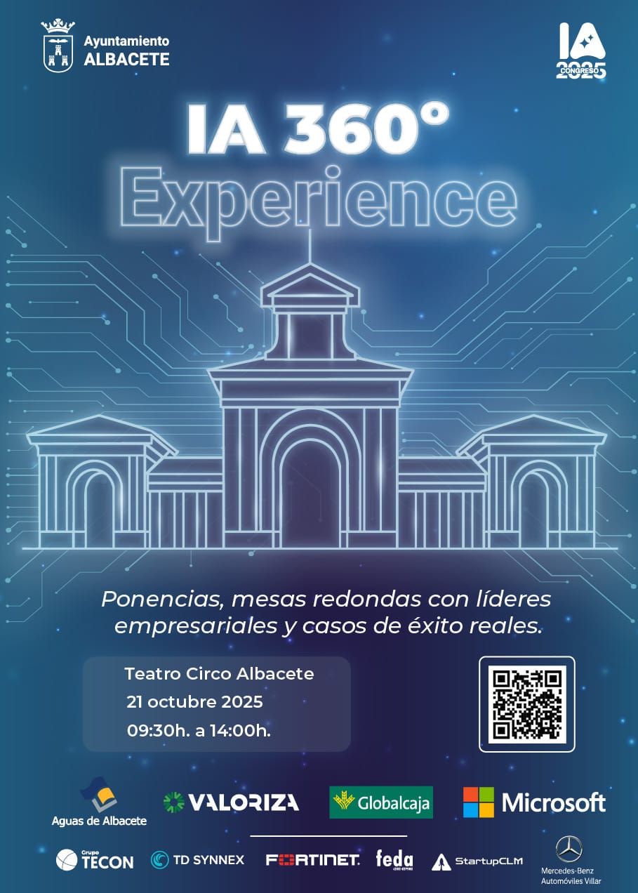 La concejala de Empleo y Promoción Económica, Lucrecia Rodriguez de Vera, ha informado de la próxima celebración en Albacete del Congreso de Inteligencia Artificial ‘IA 360 Experience’. Han acompañado a la edil representantes de la empresa organizadora Tecon, y de los patrocinadores Aguas de Albacete, Valoriza y Globalcaja.